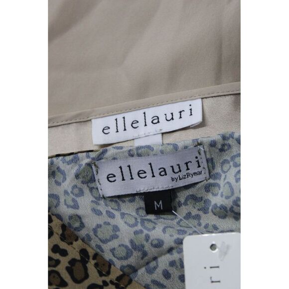 Elle Lauri Womens Animal Print Button High Low Blouse Tops Brown Size M L Lot 2 - Picture 7 of 10